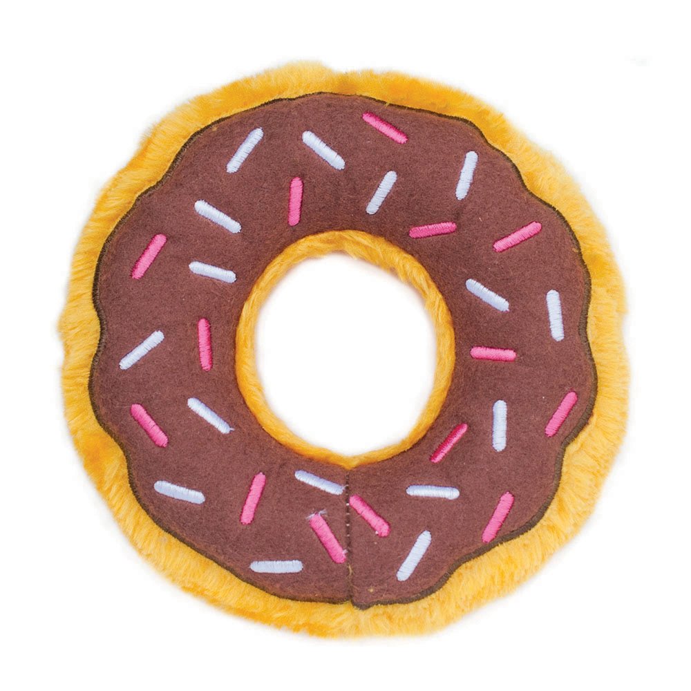 Squeaky Plush Donut Dog Toy — Chocolate | ZippyPaws