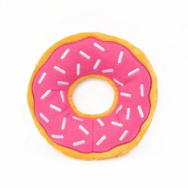 Squeaky Plush Donut Dog Toy — Strawberry | ZippyPaws