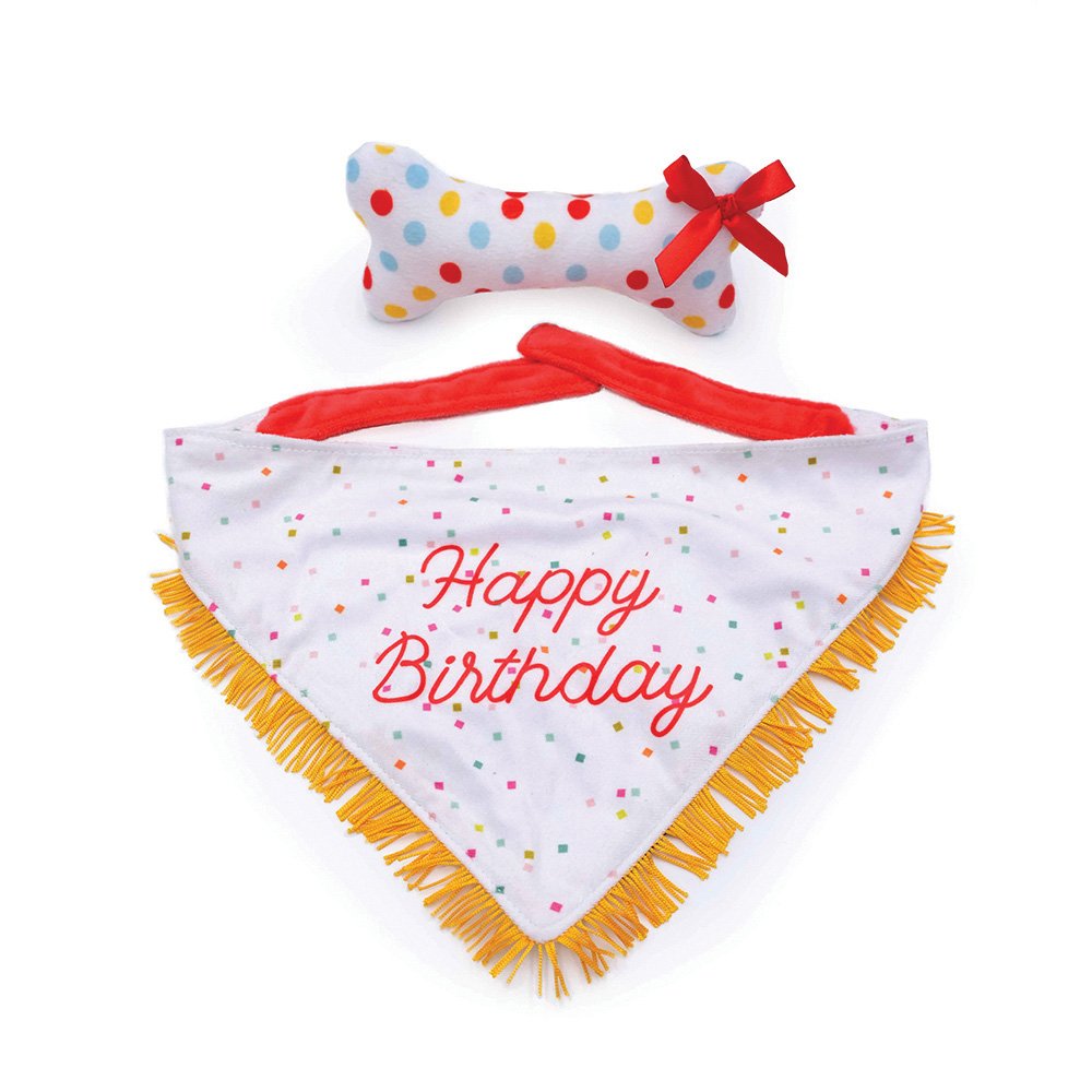 ZippyPaws Birthday Bandana and Bone