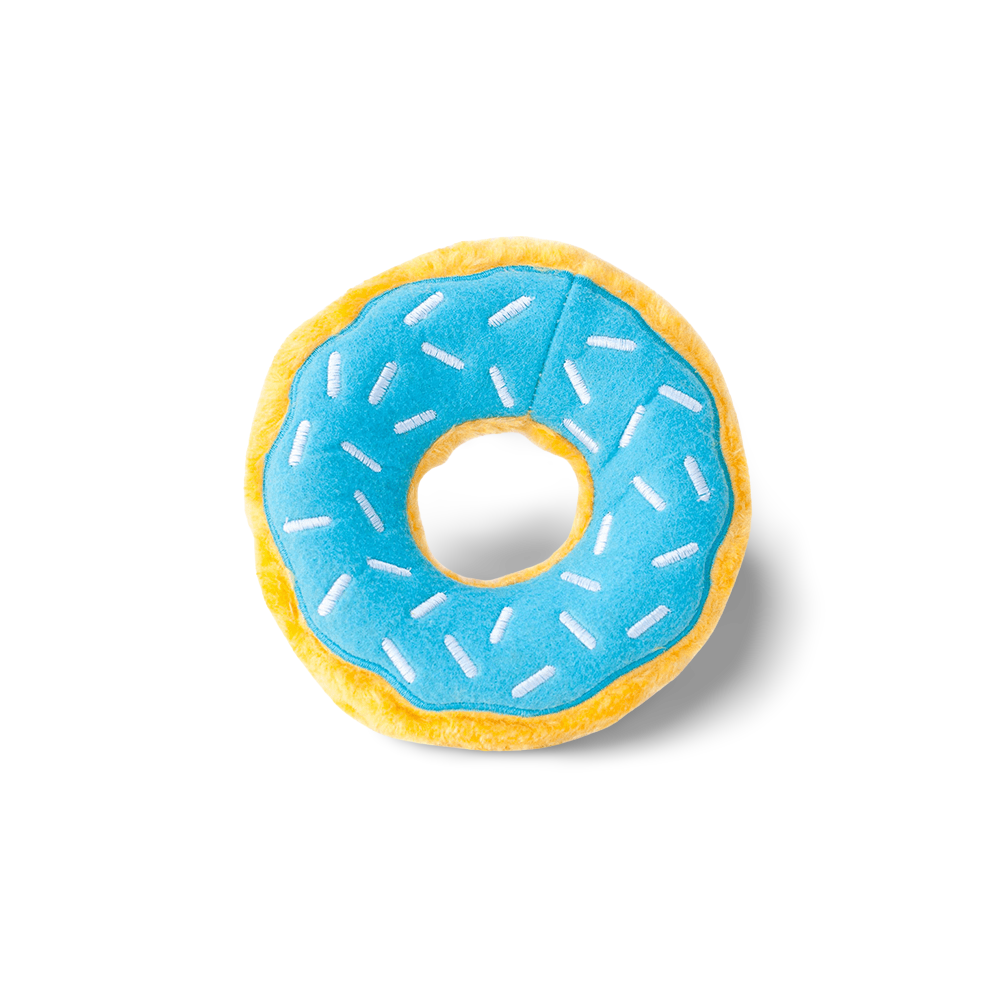 Squeaky Plush Donut Dog Toy — Blueberry | ZippyPaws